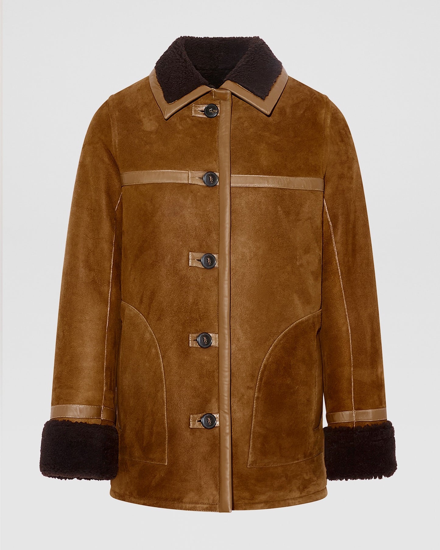 Fur-lined coat in suede Merino lambskin