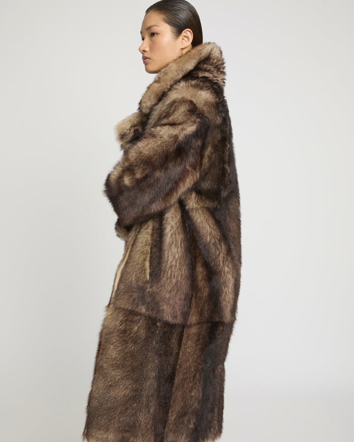 Reversible Long Shearling Coat -Yves Salomon