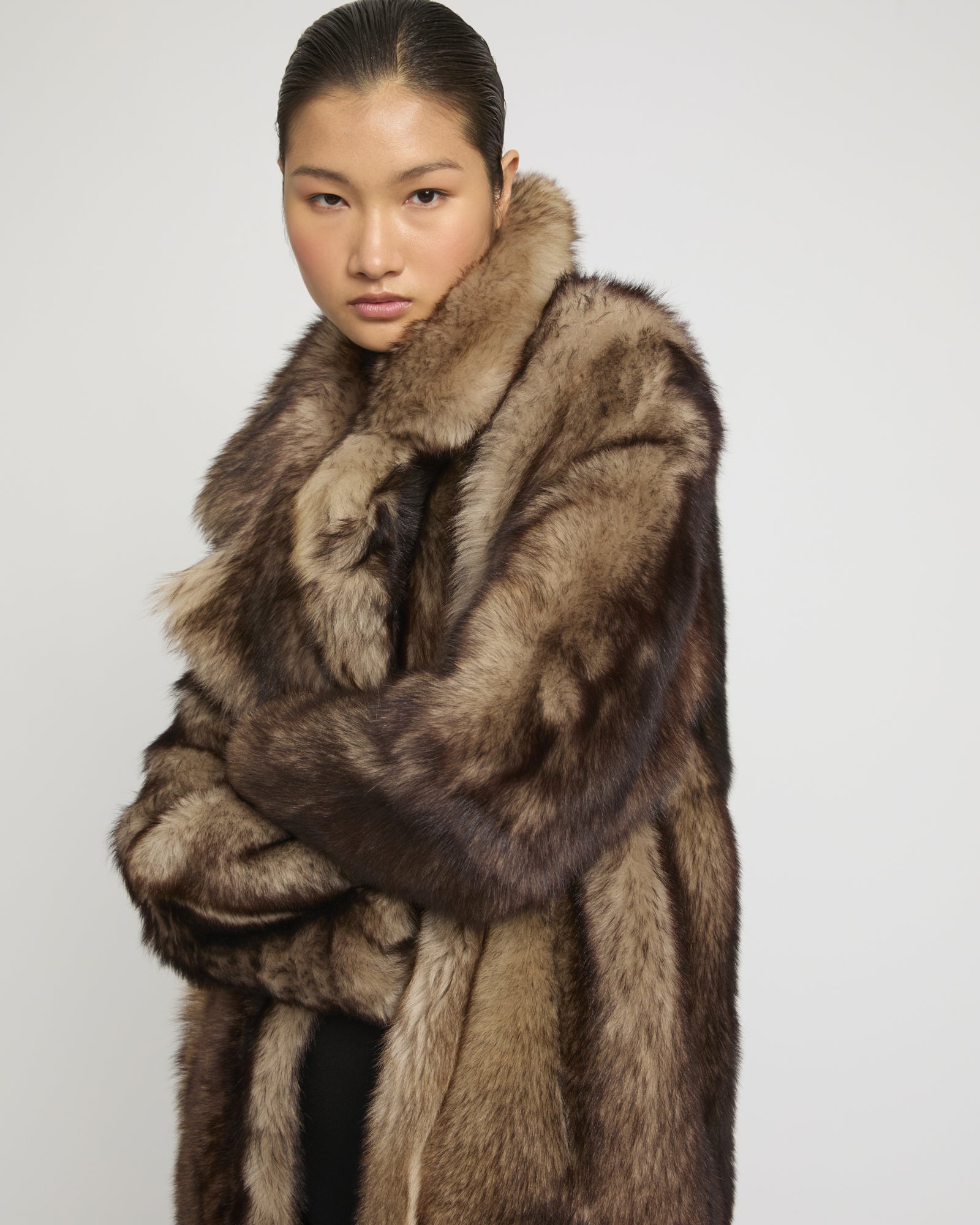 Reversible Long Shearling Coat -Yves Salomon