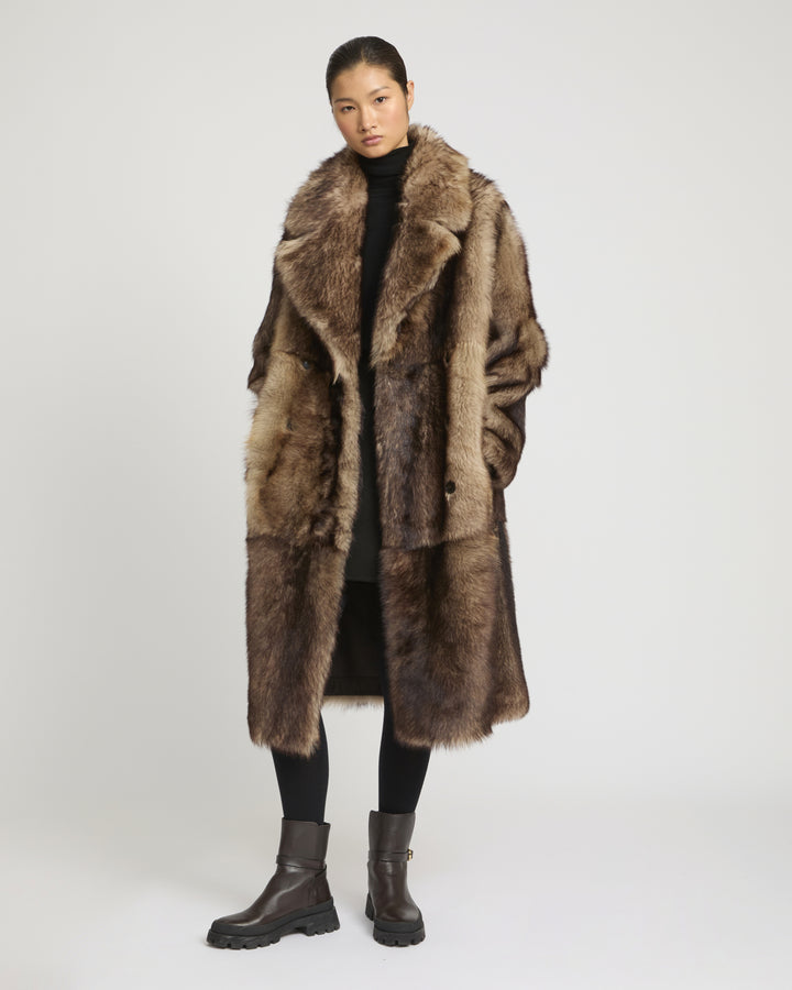 Reversible Long Shearling Coat -Yves Salomon