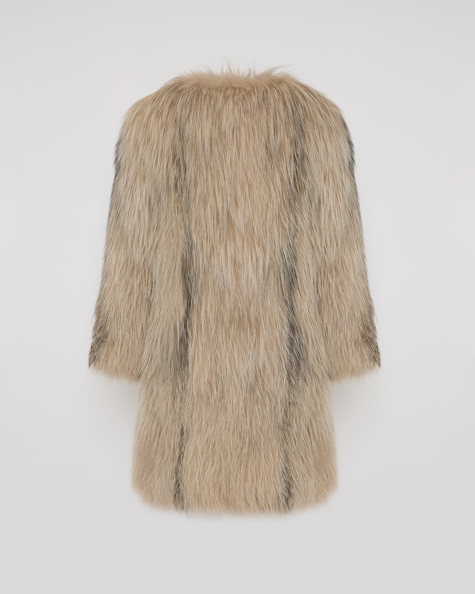 Long jacket in knitted fox fur - beige - Winter sale – Yves Salomon UK
