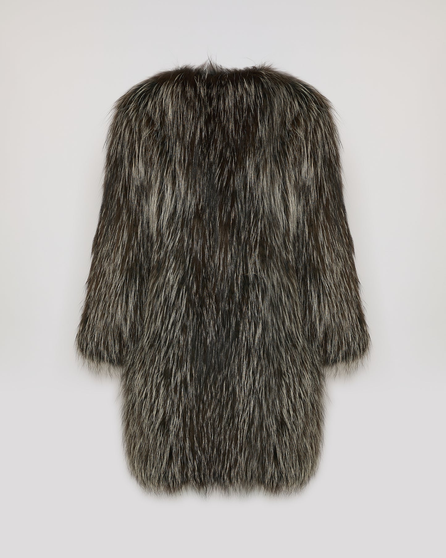 Long jacket in knitted fox fur