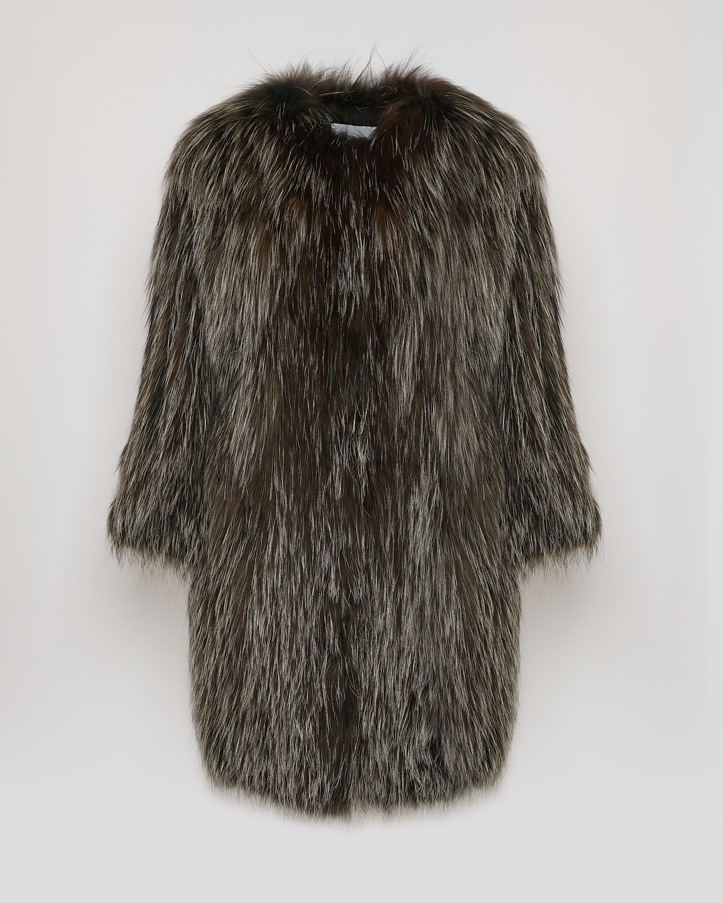 Long jacket in knitted fox fur