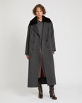 Cashmere wool coat with mink fur collar