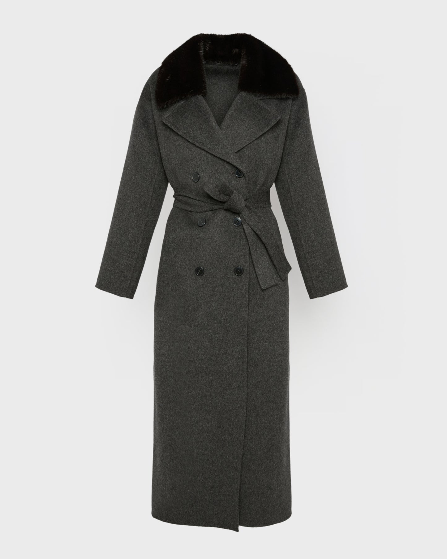 Cashmere wool coat with mink fur trim -Yves Salomon