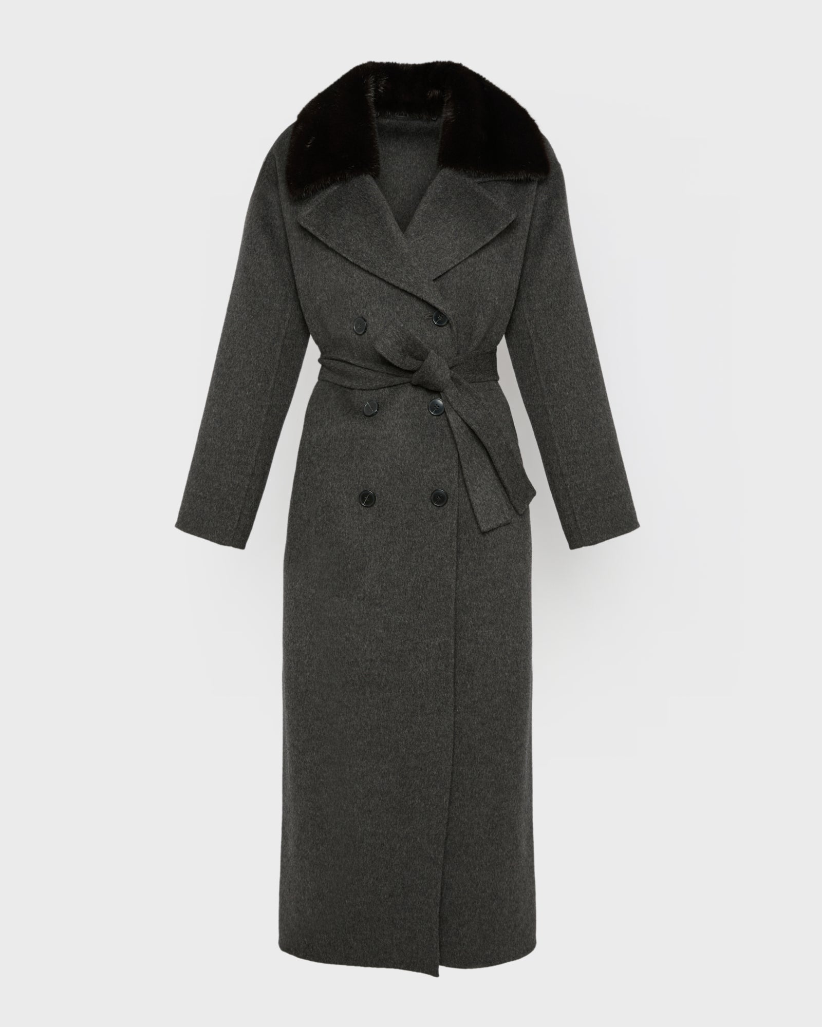 Cashmere wool coat with mink fur trim -Yves Salomon