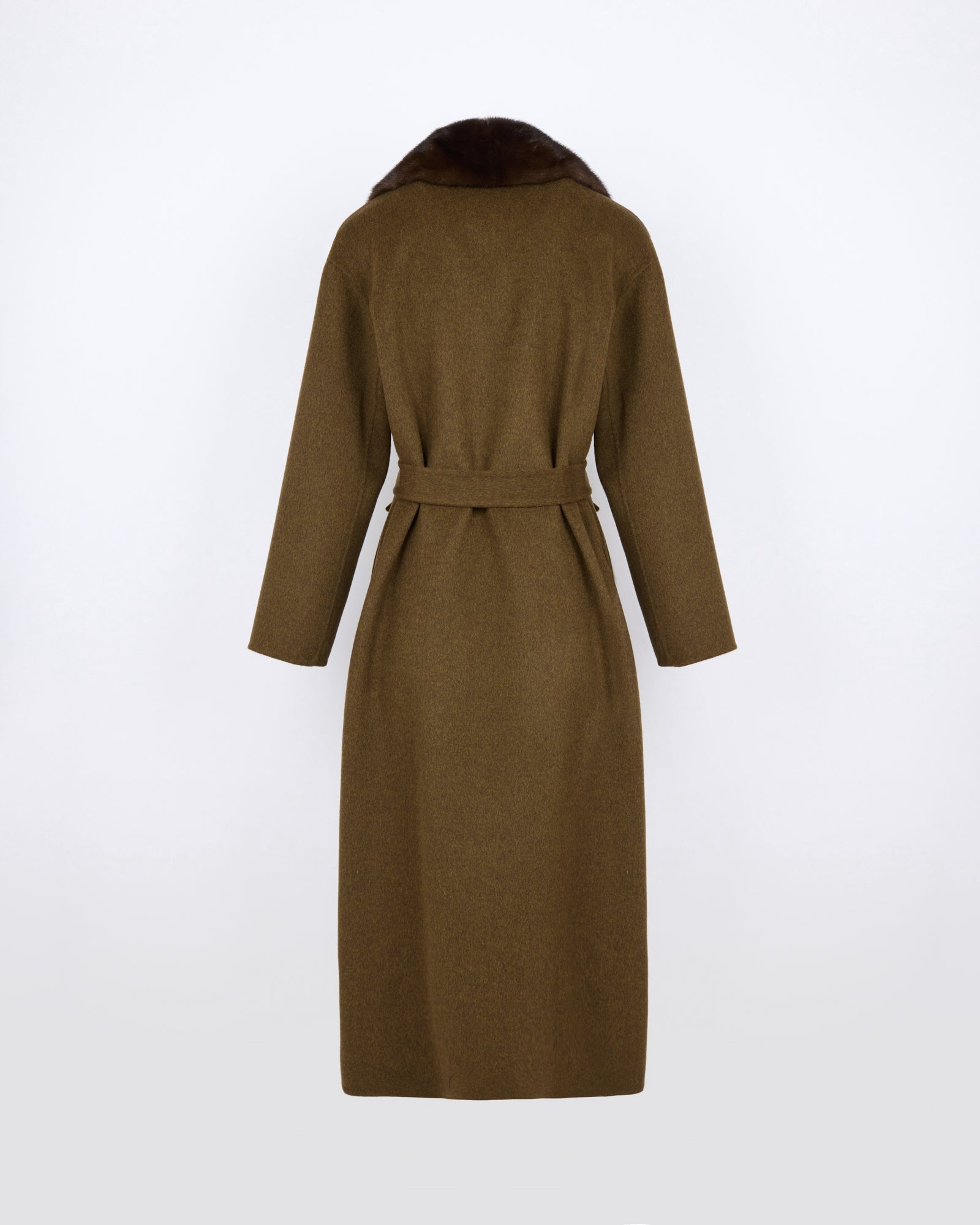 Cashmere wool belted coat with mink fur collar - Yves Salomon - New Fall/Winter Collection
