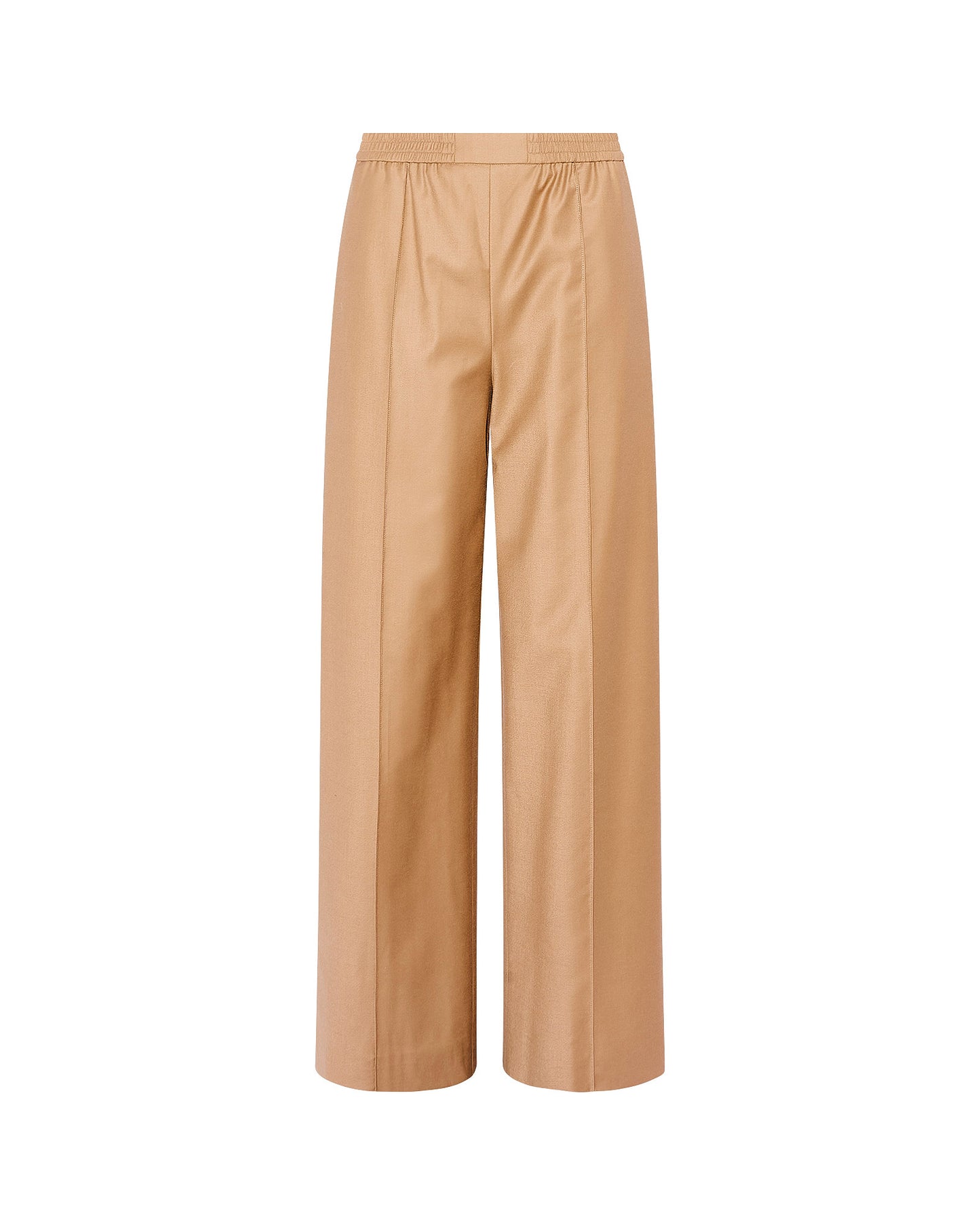 Loose fit trousers with elasticated waistband in flannel fabric -Yves Salomon
