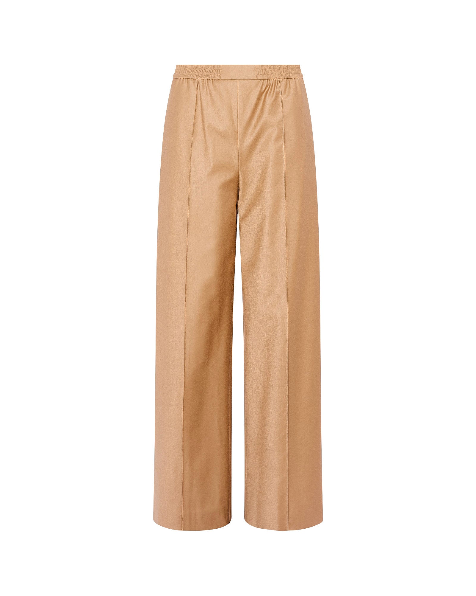 Loose fit trousers with elasticated waistband in flannel fabric -Yves Salomon