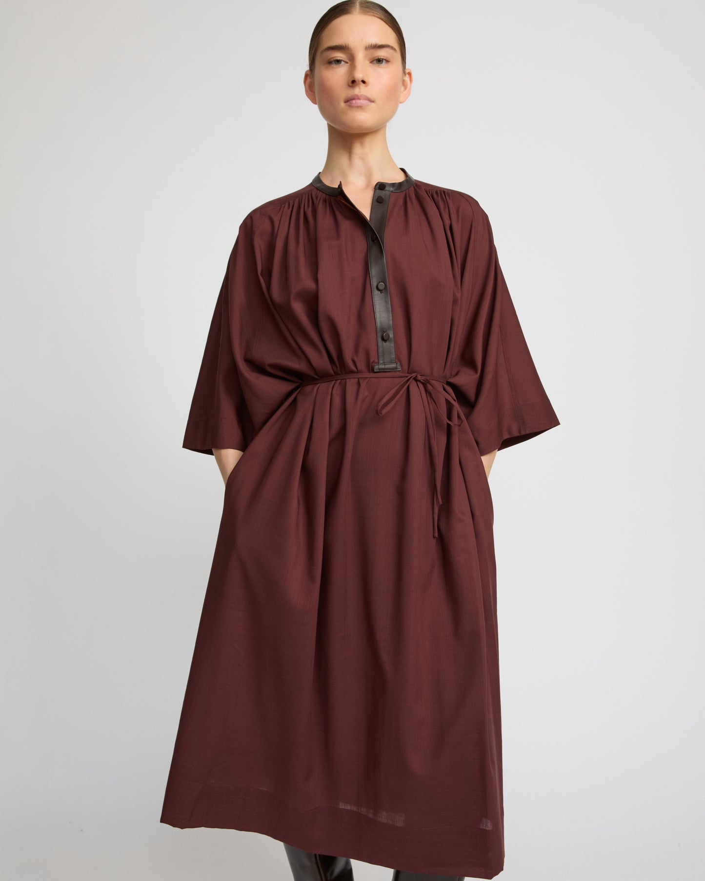 Wool voile kaftan dress