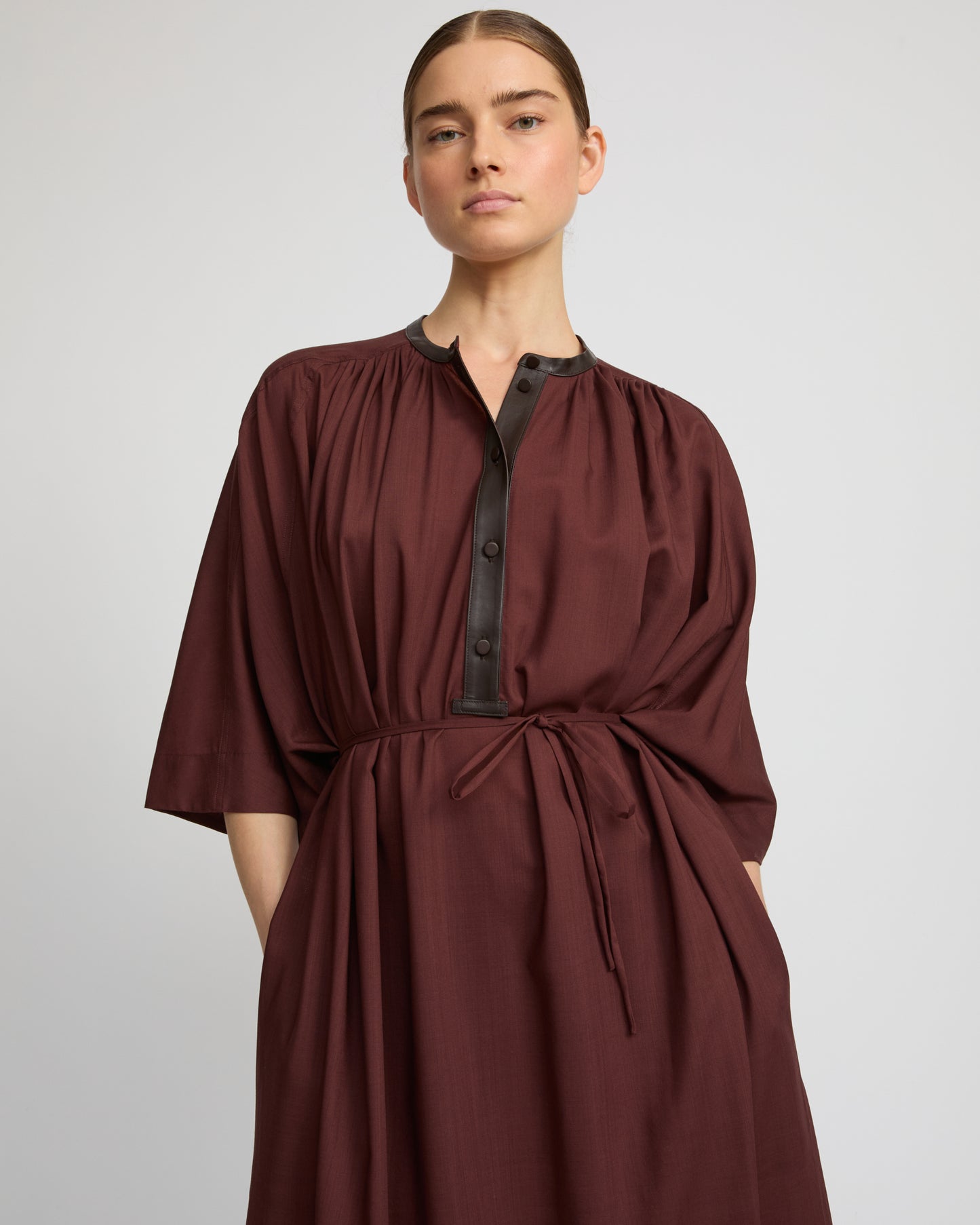 Wool voile kaftan dress