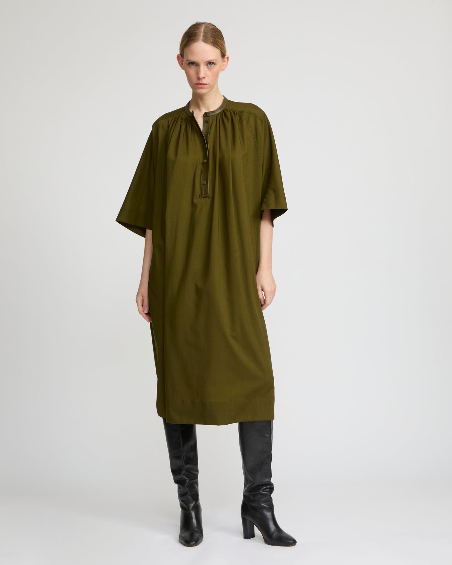 Wool voile kaftan dress
