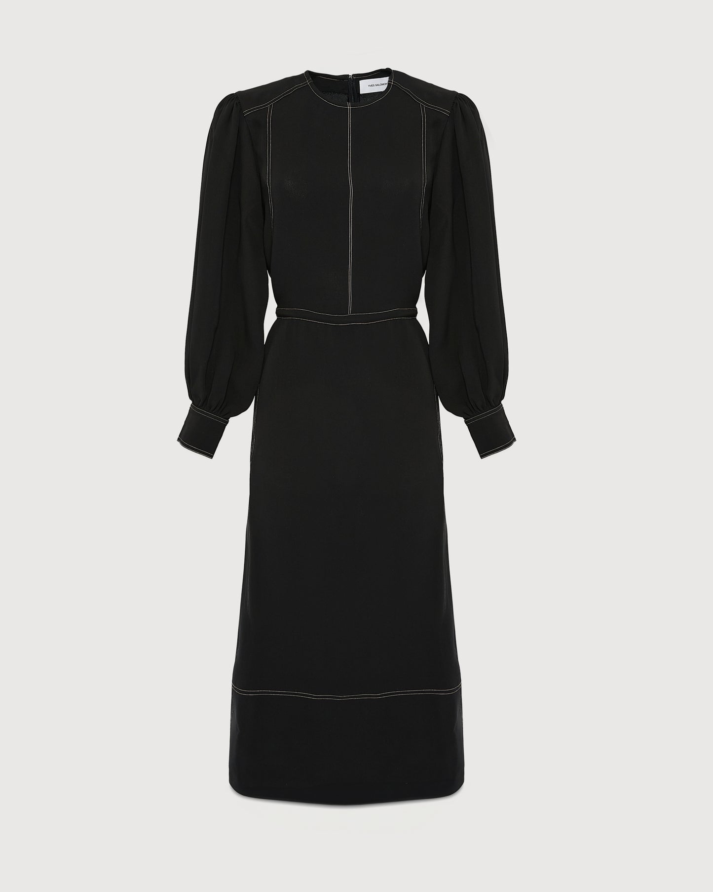Drawstring dress in silk crepe
