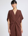 Draped dress in silk crepe