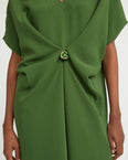 Draped dress in silk crepe