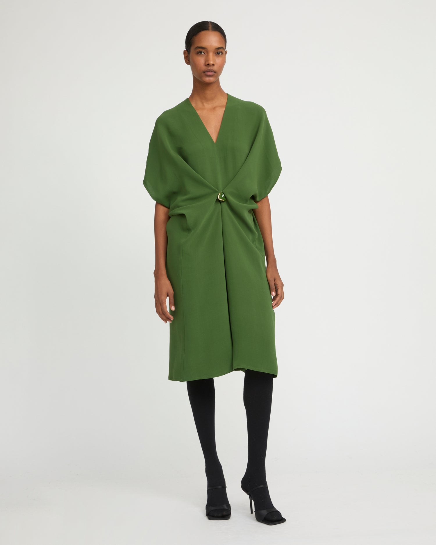 Draped dress in silk crepe -Yves Salomon