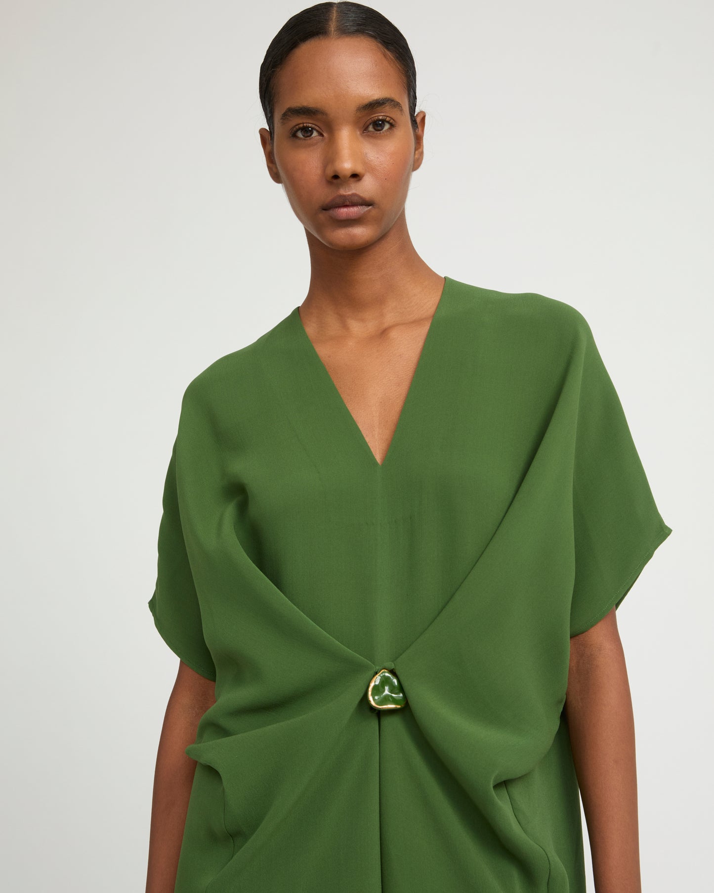Draped dress in silk crepe
