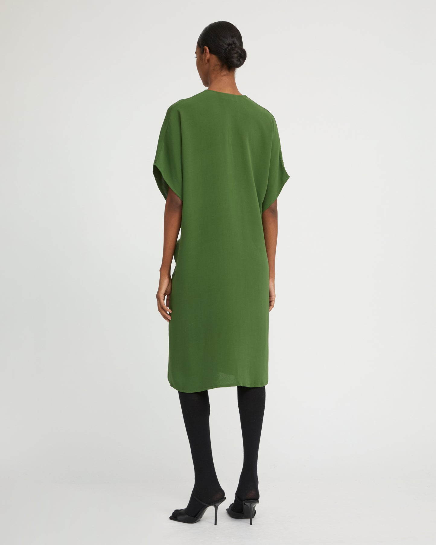 Draped dress in silk crepe