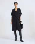 Draped dress in silk crepe