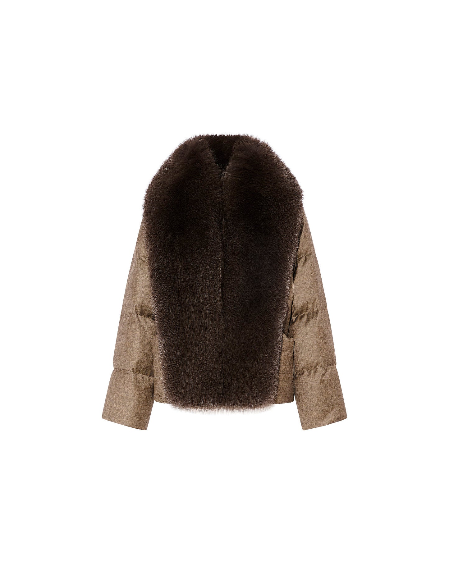 Short down jacket with large detachable fox fur collar -Yves Salomon