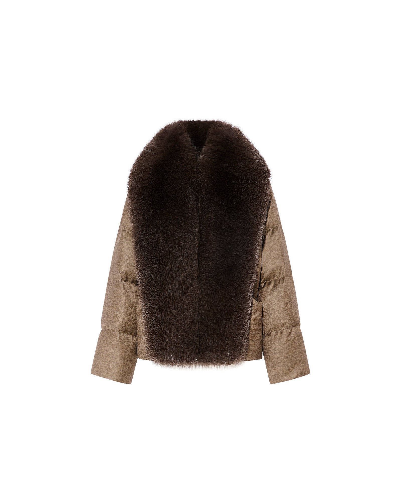 Short down jacket with large detachable fox fur collar -Yves Salomon