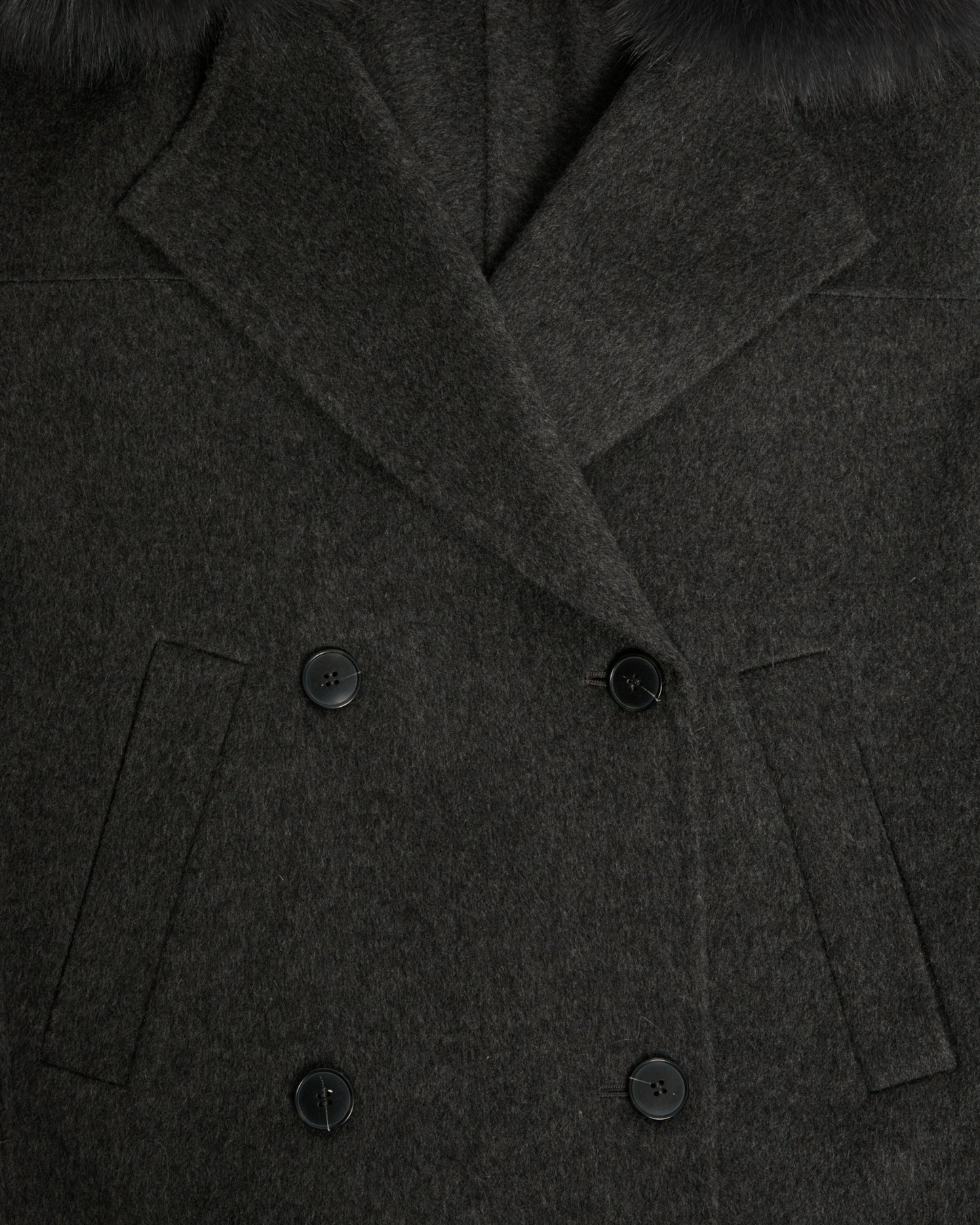 Cashmere-blend pea jacket with removable fox fur collar -Yves Salomon