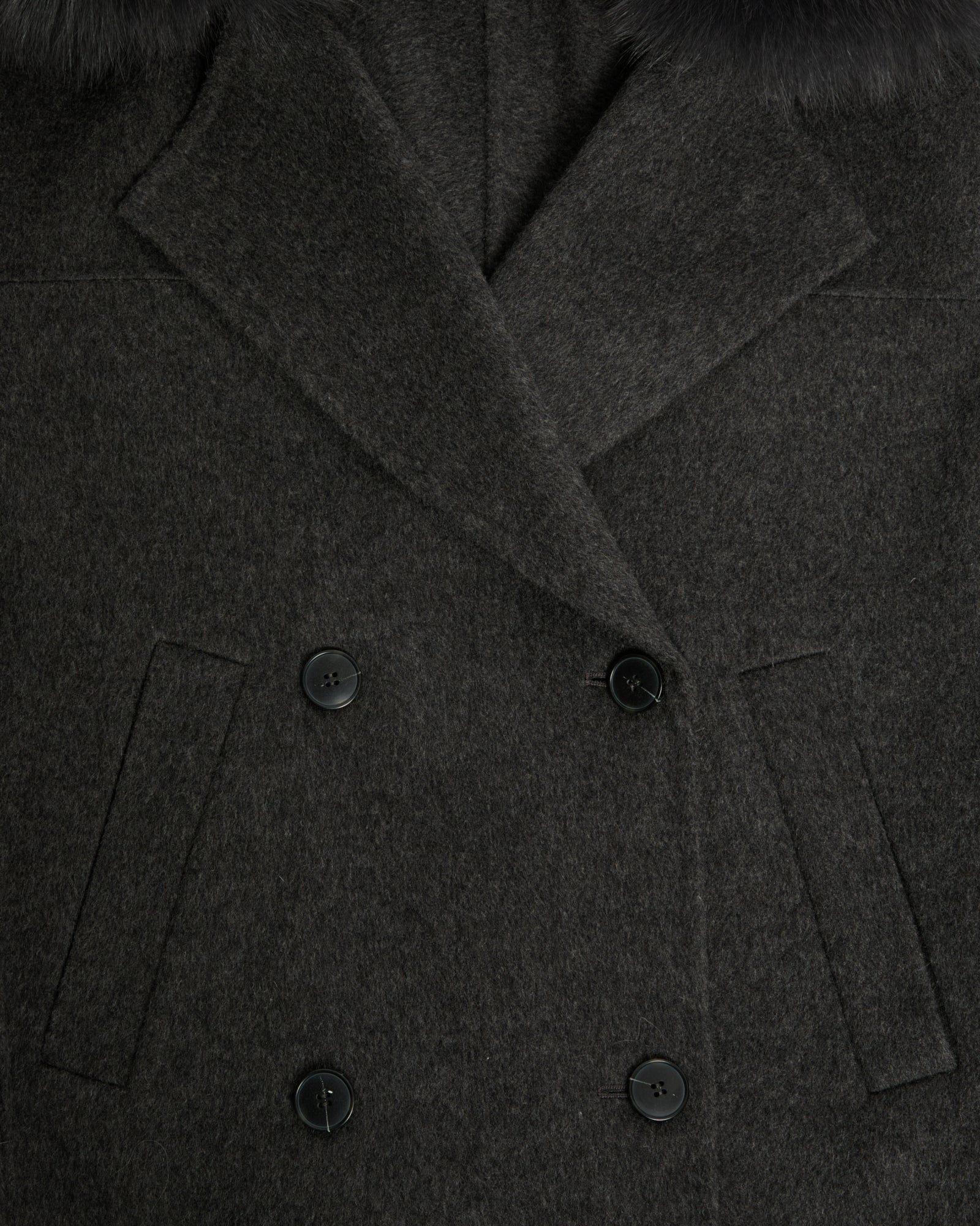 Cashmere-blend pea jacket with removable fox fur collar -Yves Salomon