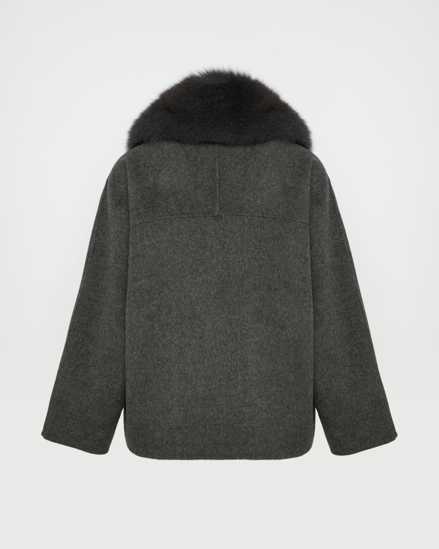 Cashmere-blend pea jacket with removable fox fur collar -Yves Salomon