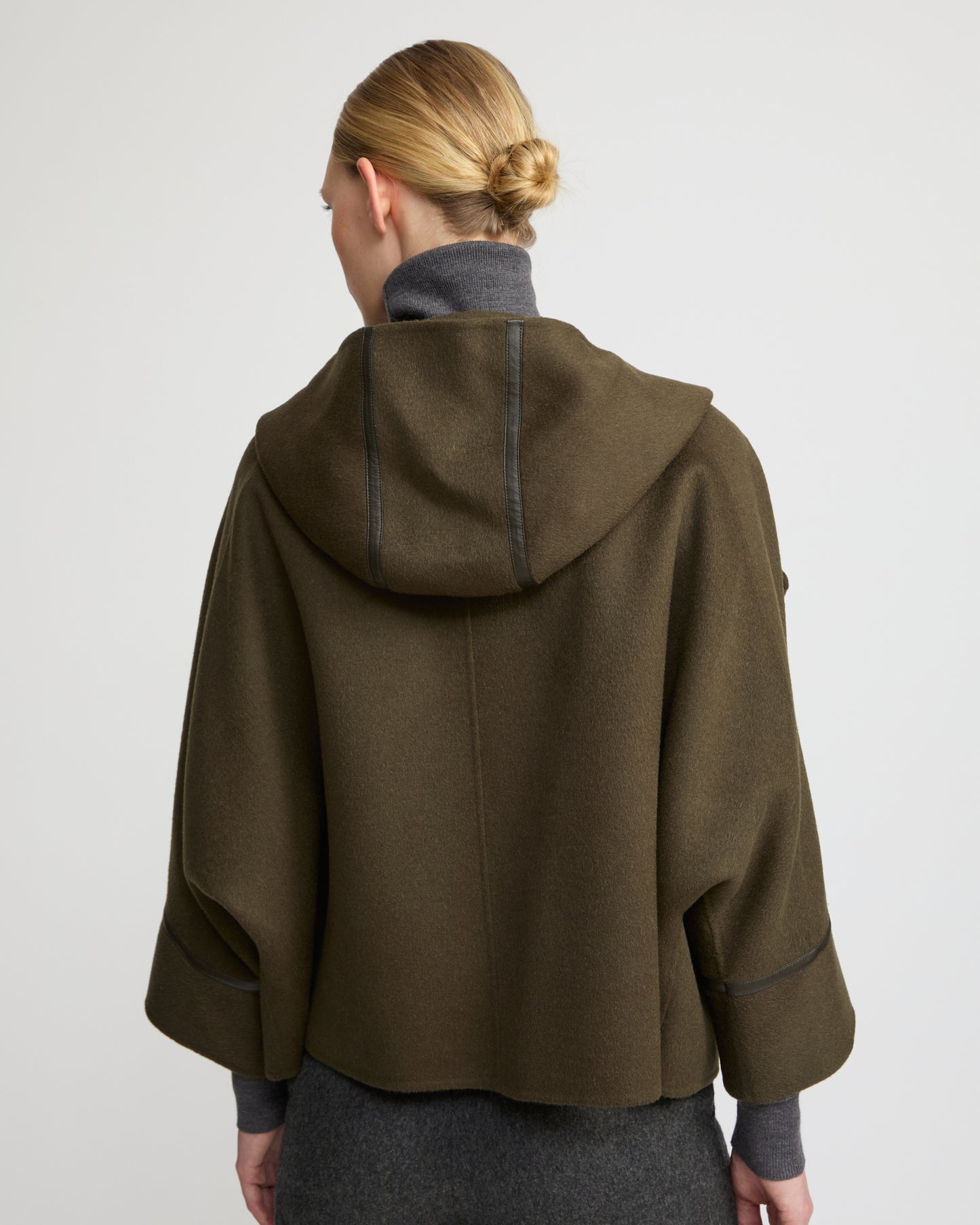 Double-sided cashmere-blend hooded jacket