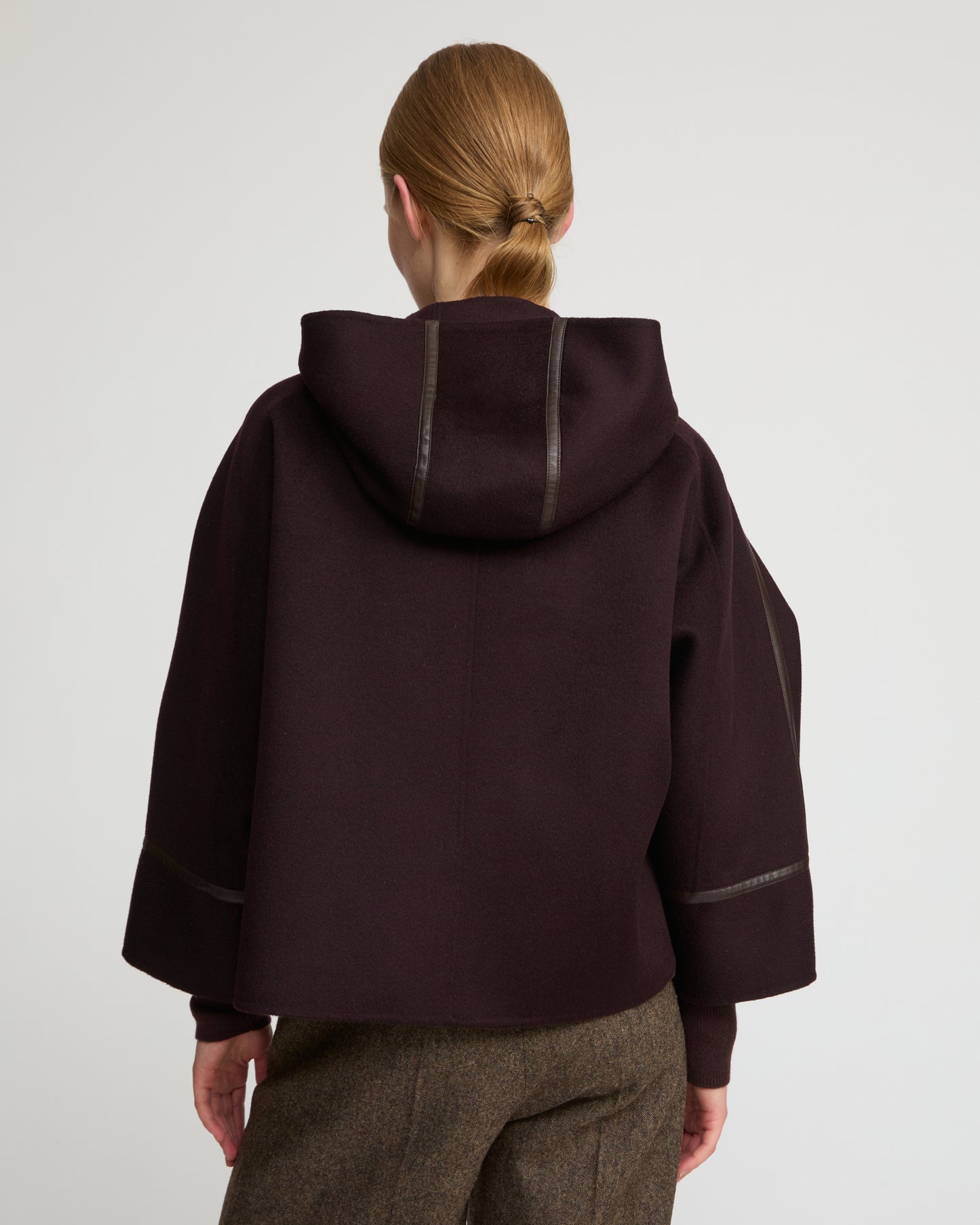 Double-sided cashmere-blend hooded jacket