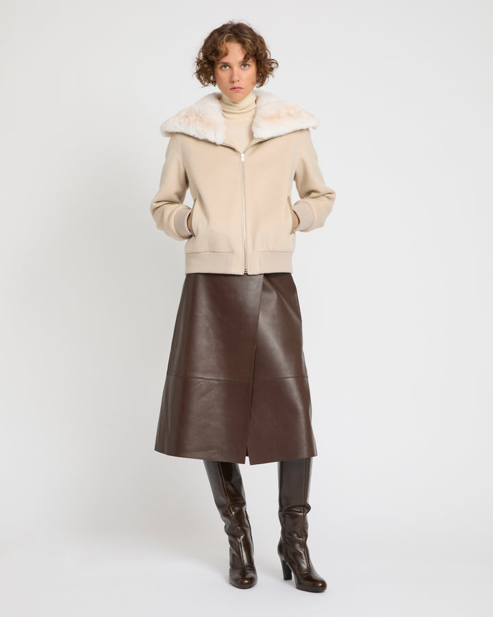 Cashmere-blend cropped blouson with removable mink fur collar -Yves Salomon