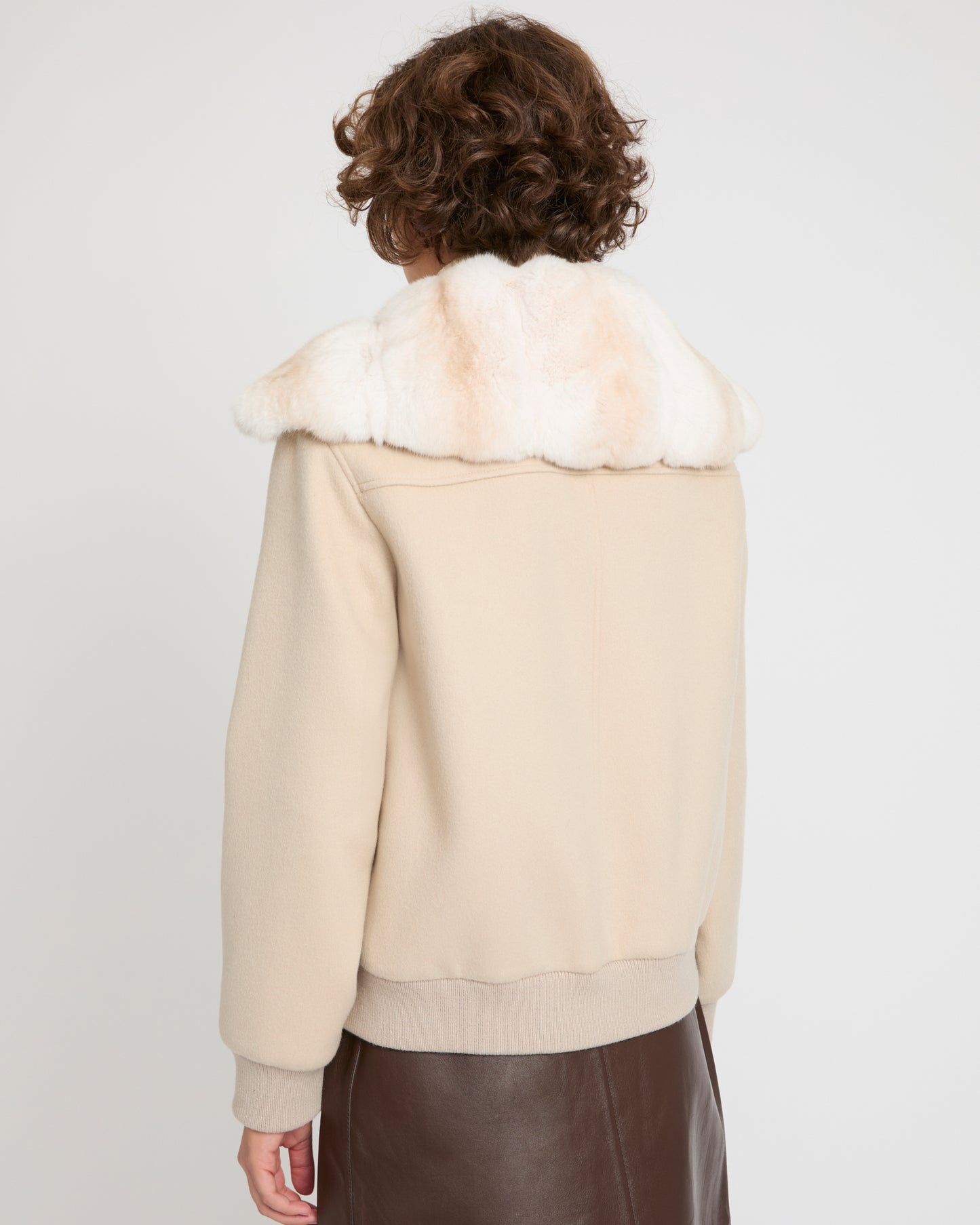 Cashmere-blend cropped blouson with removable mink fur collar -Yves Salomon