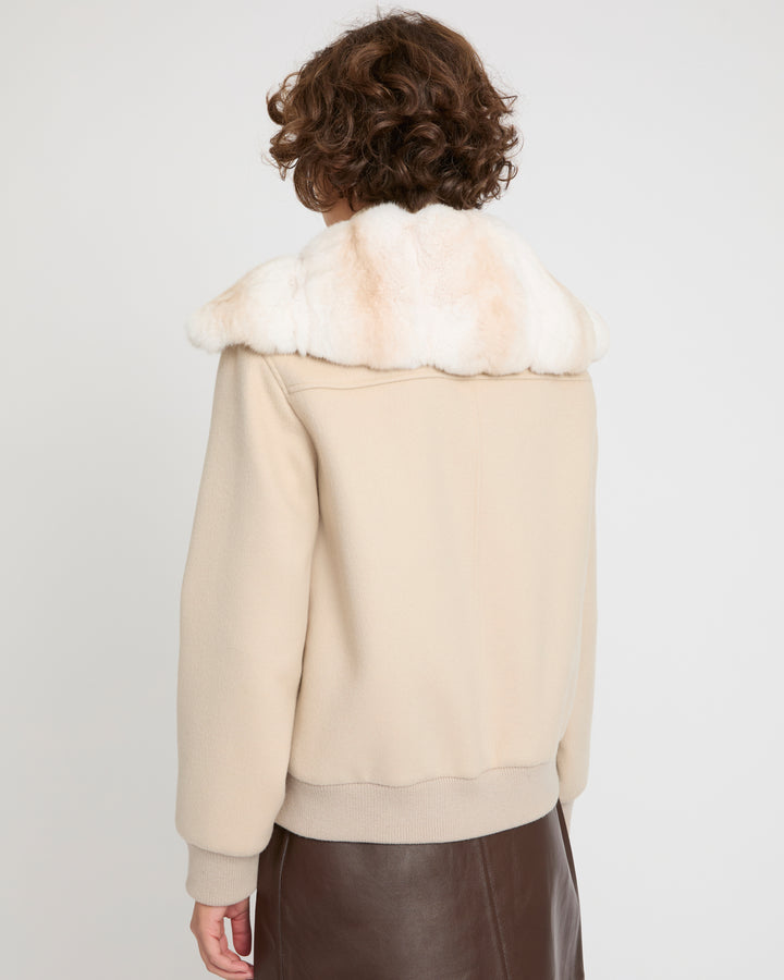 Cashmere-blend cropped blouson with removable mink fur collar -Yves Salomon