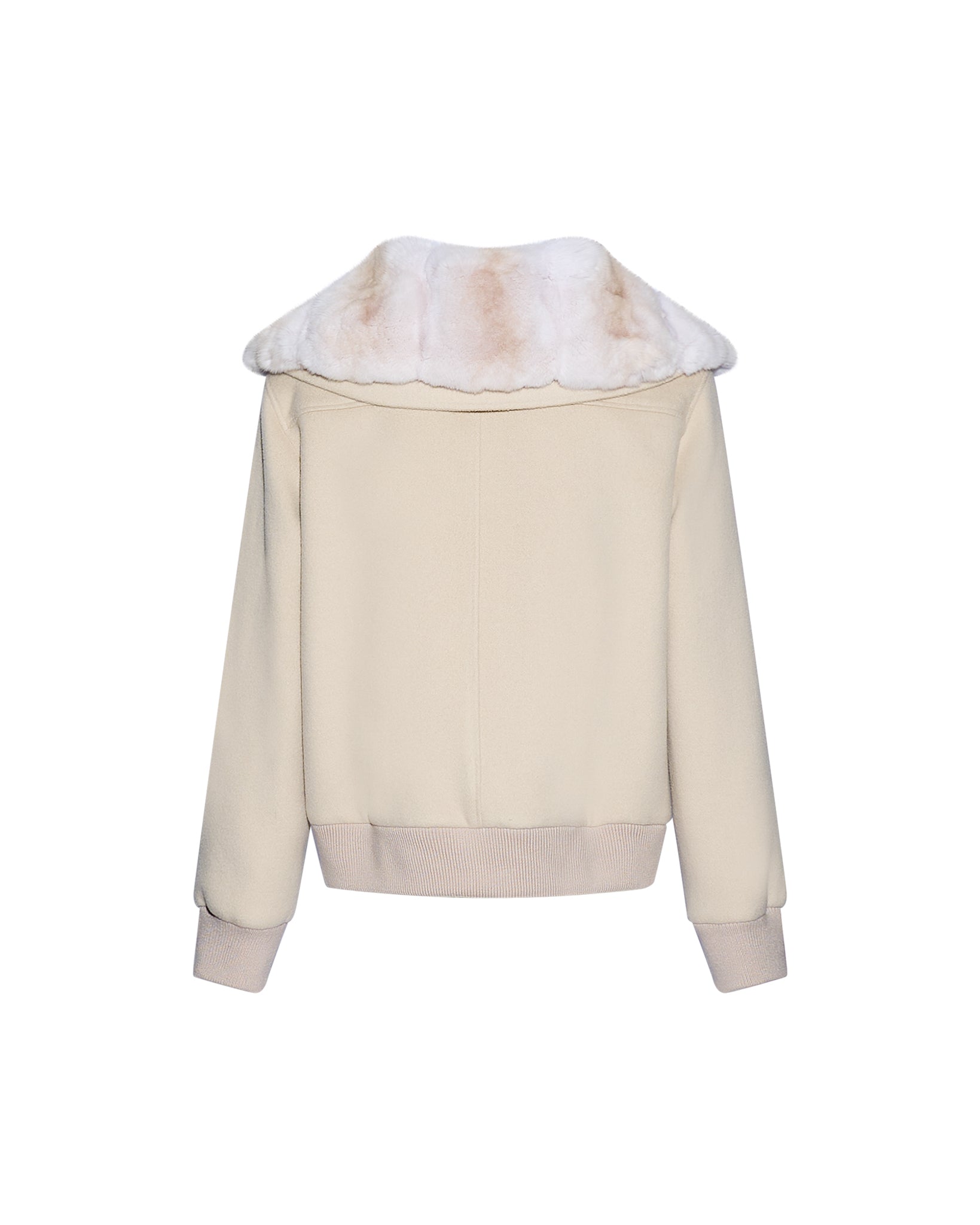 Cashmere-blend cropped blouson with detachable chinchilla fur collar -Yves Salomon