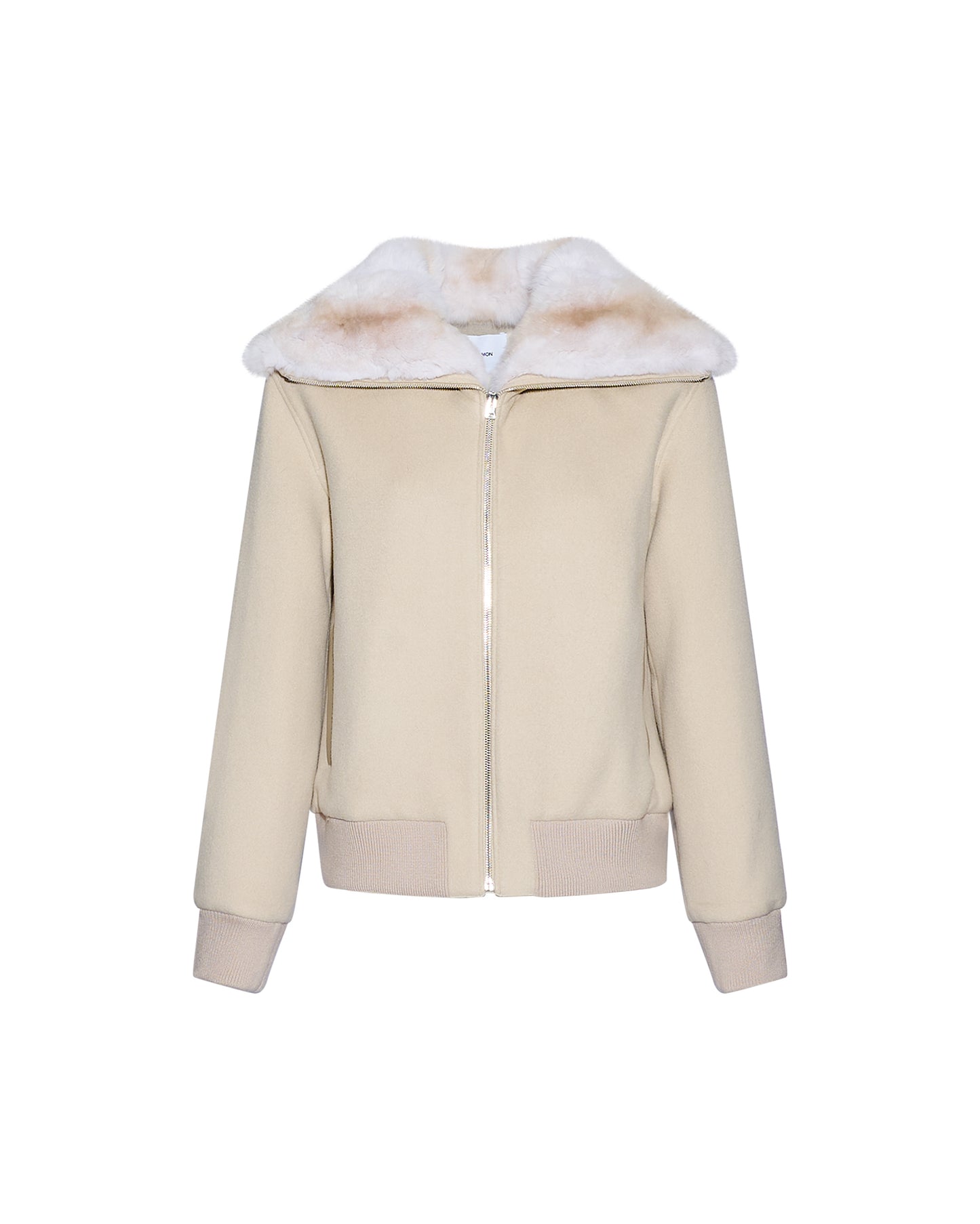Cashmere-blend cropped blouson with detachable chinchilla fur collar -Yves Salomon