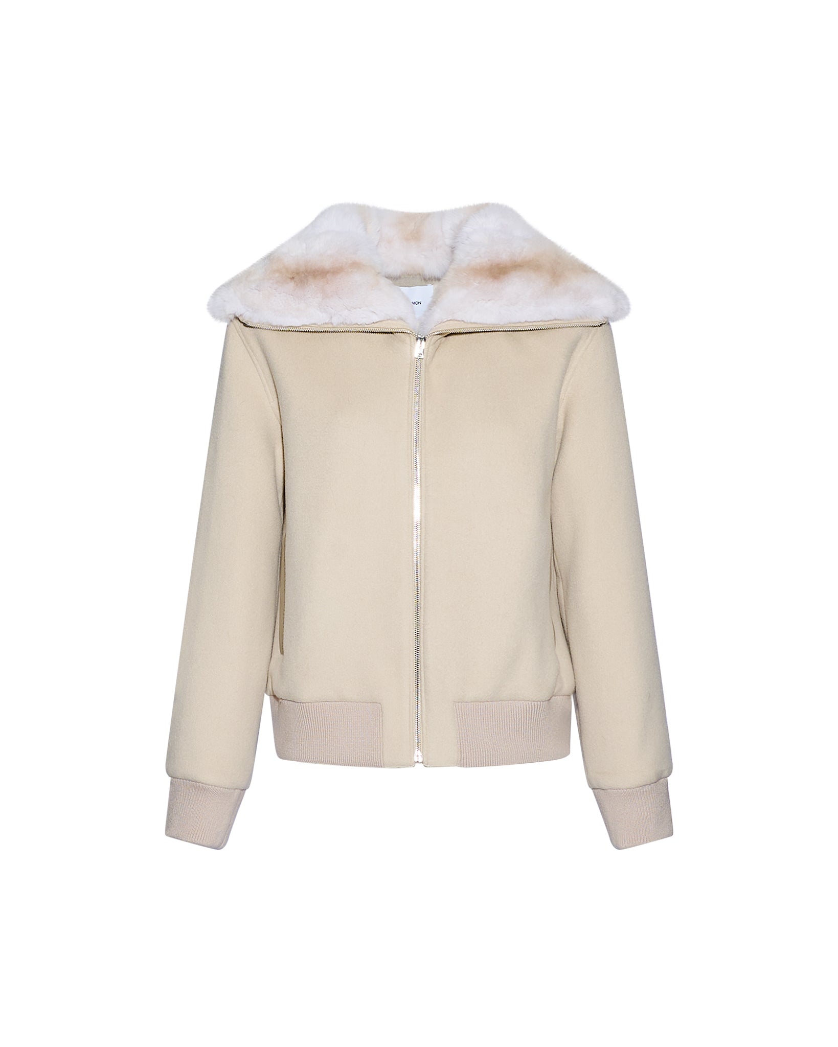 Cashmere-blend cropped blouson with detachable chinchilla fur collar -Yves Salomon