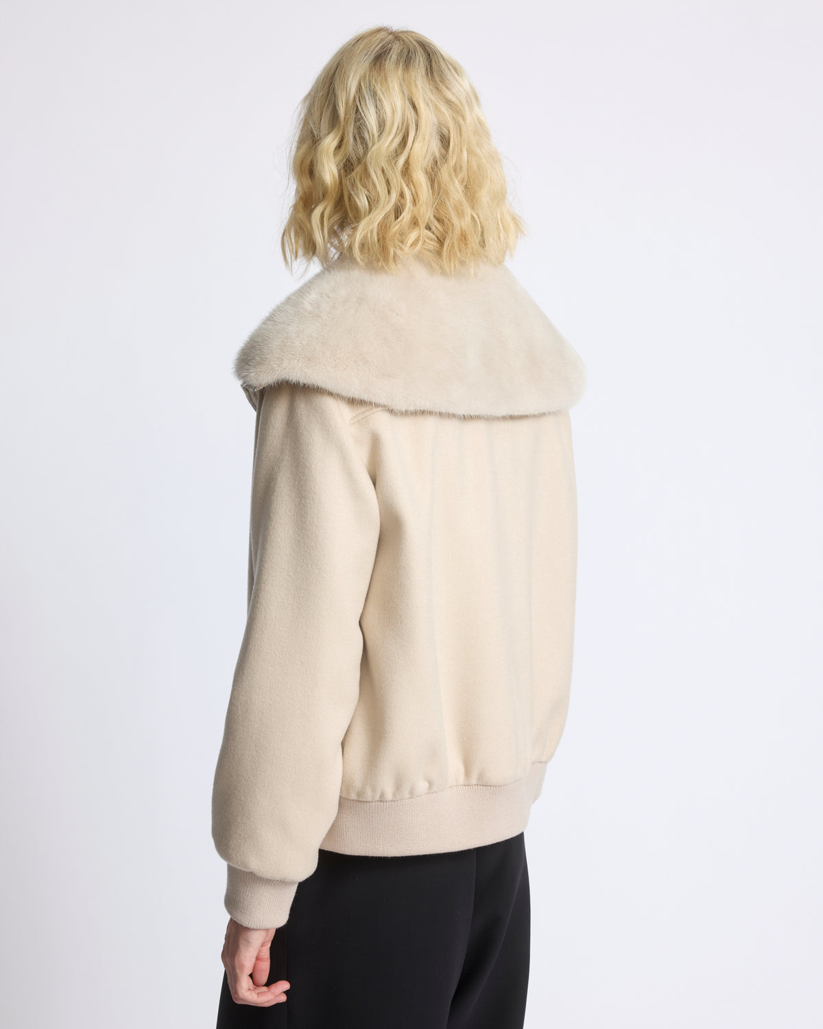 Cashmere-blend cropped blouson with removable mink fur collar - Yves Salomon - New Fall/Winter Collection