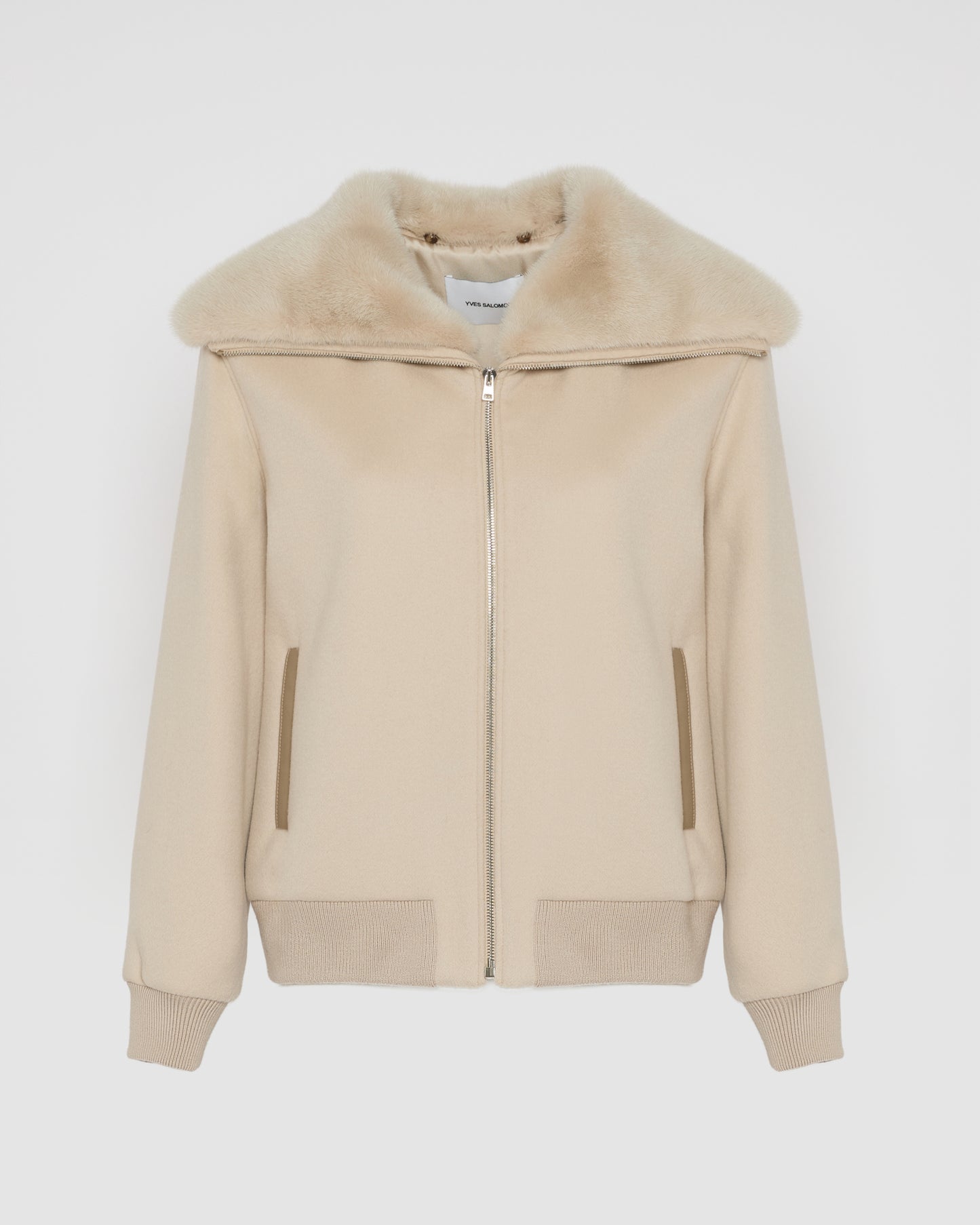 Cashmere-blend cropped blouson with removable mink fur collar -Yves Salomon