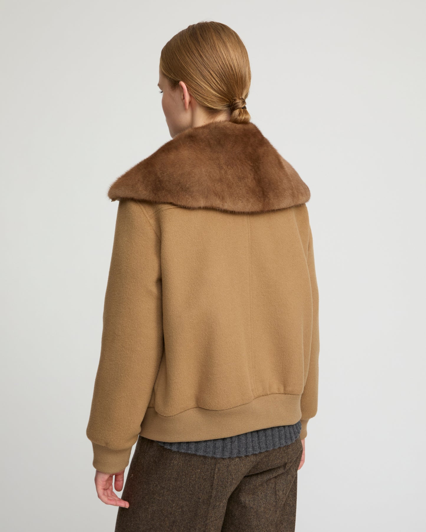 Cashmere-blend cropped blouson with removable mink fur collar -Yves Salomon