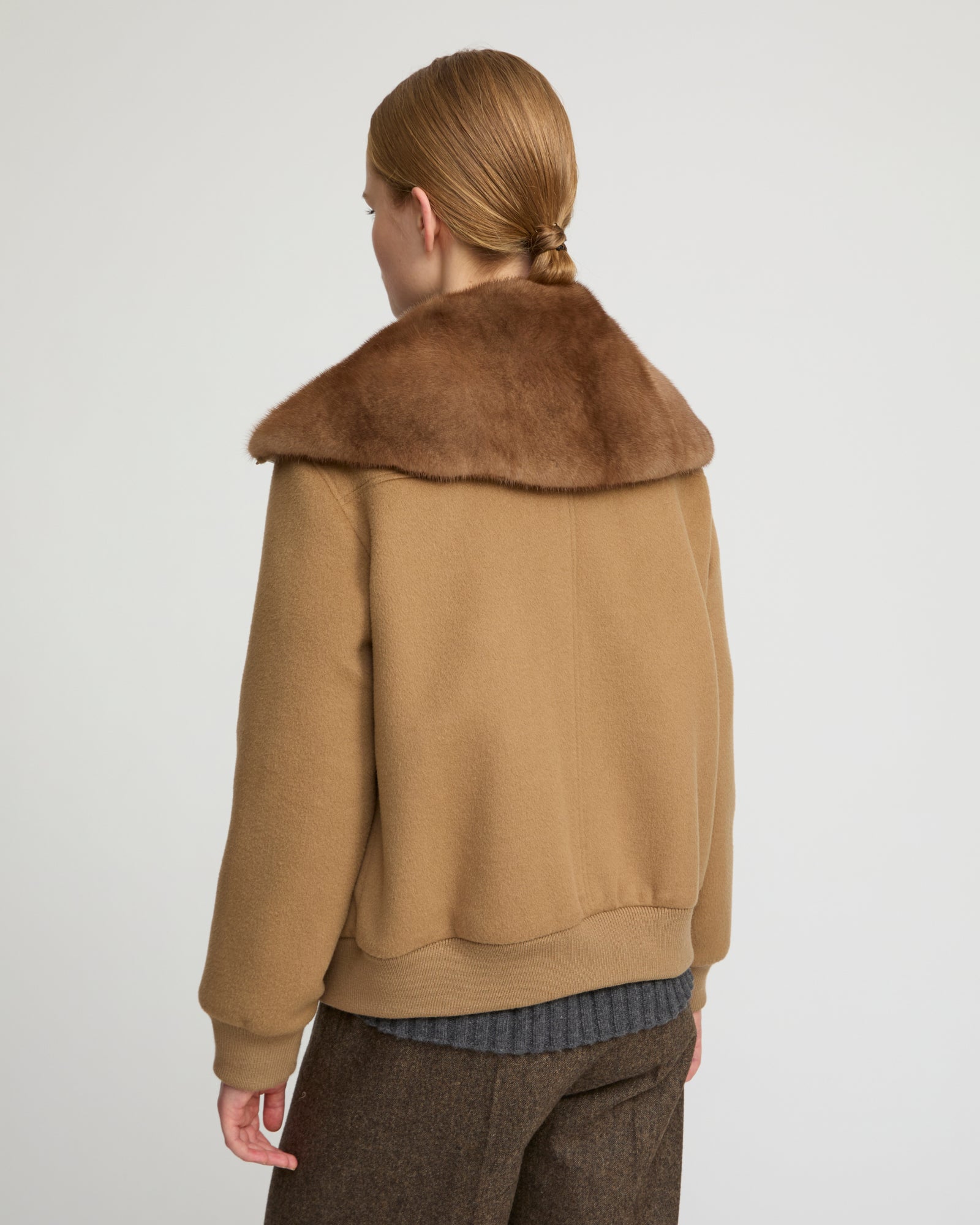 Cashmere-blend cropped blouson with removable mink fur collar -Yves Salomon