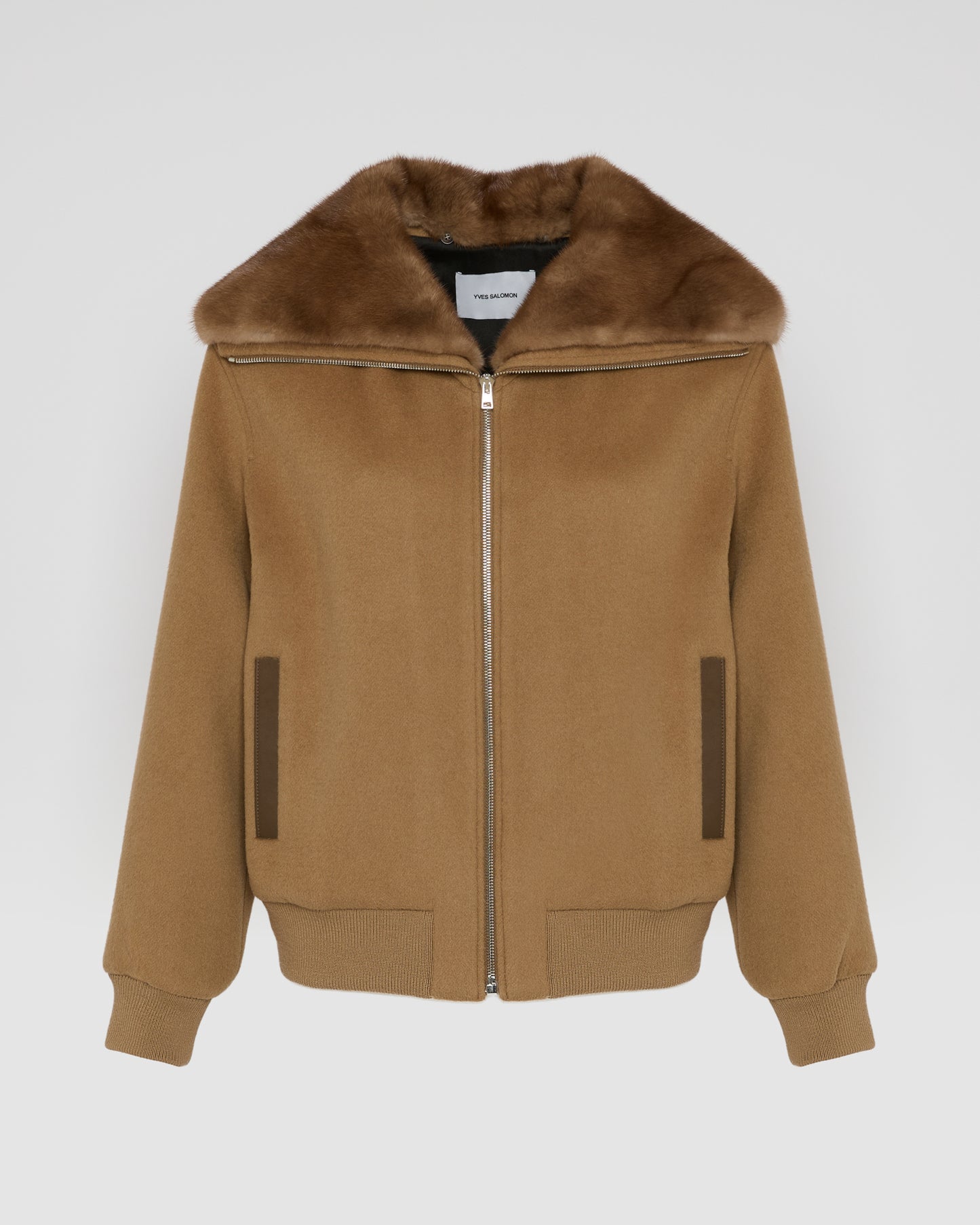 Cashmere-blend cropped blouson with removable mink fur collar -Yves Salomon