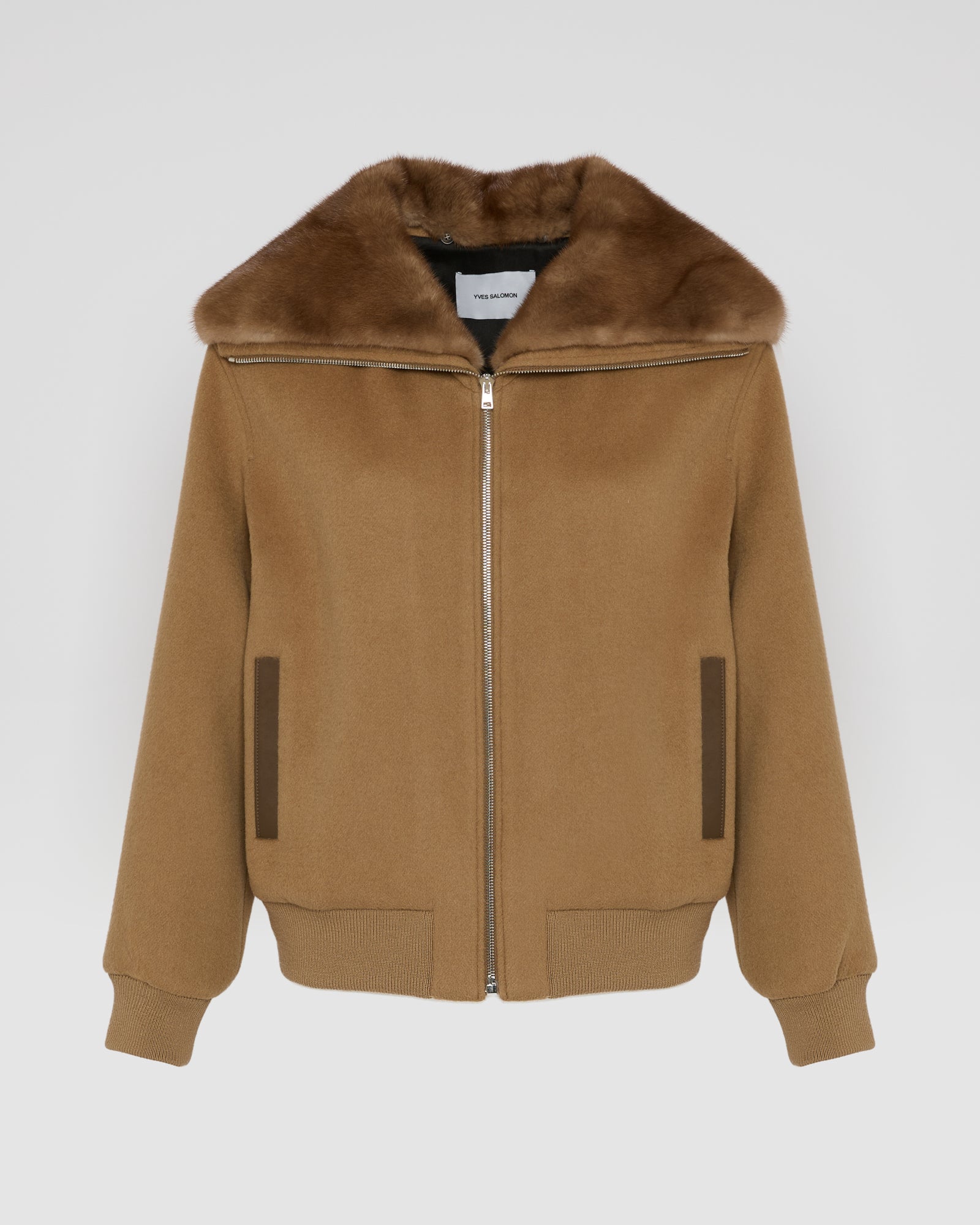 Cashmere-blend cropped blouson with removable mink fur collar -Yves Salomon