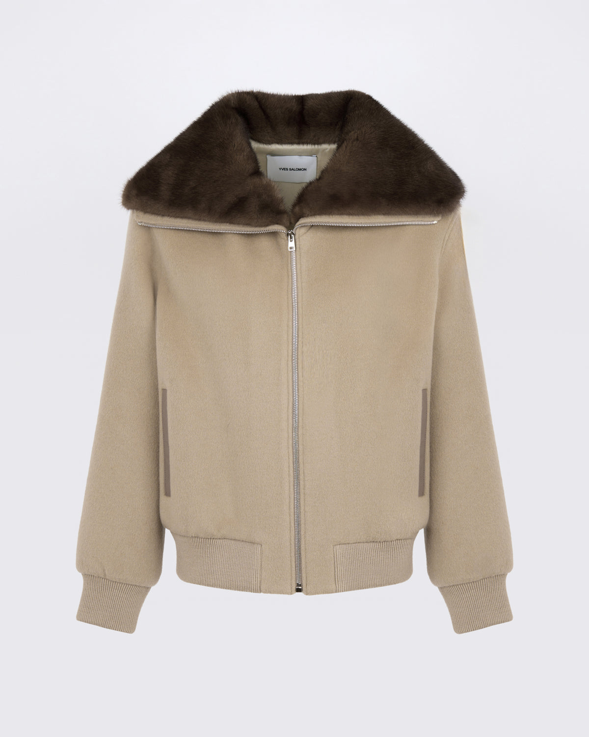 Cashmere-blend cropped blouson with removable mink fur collar - Yves Salomon - New Fall/Winter Collection