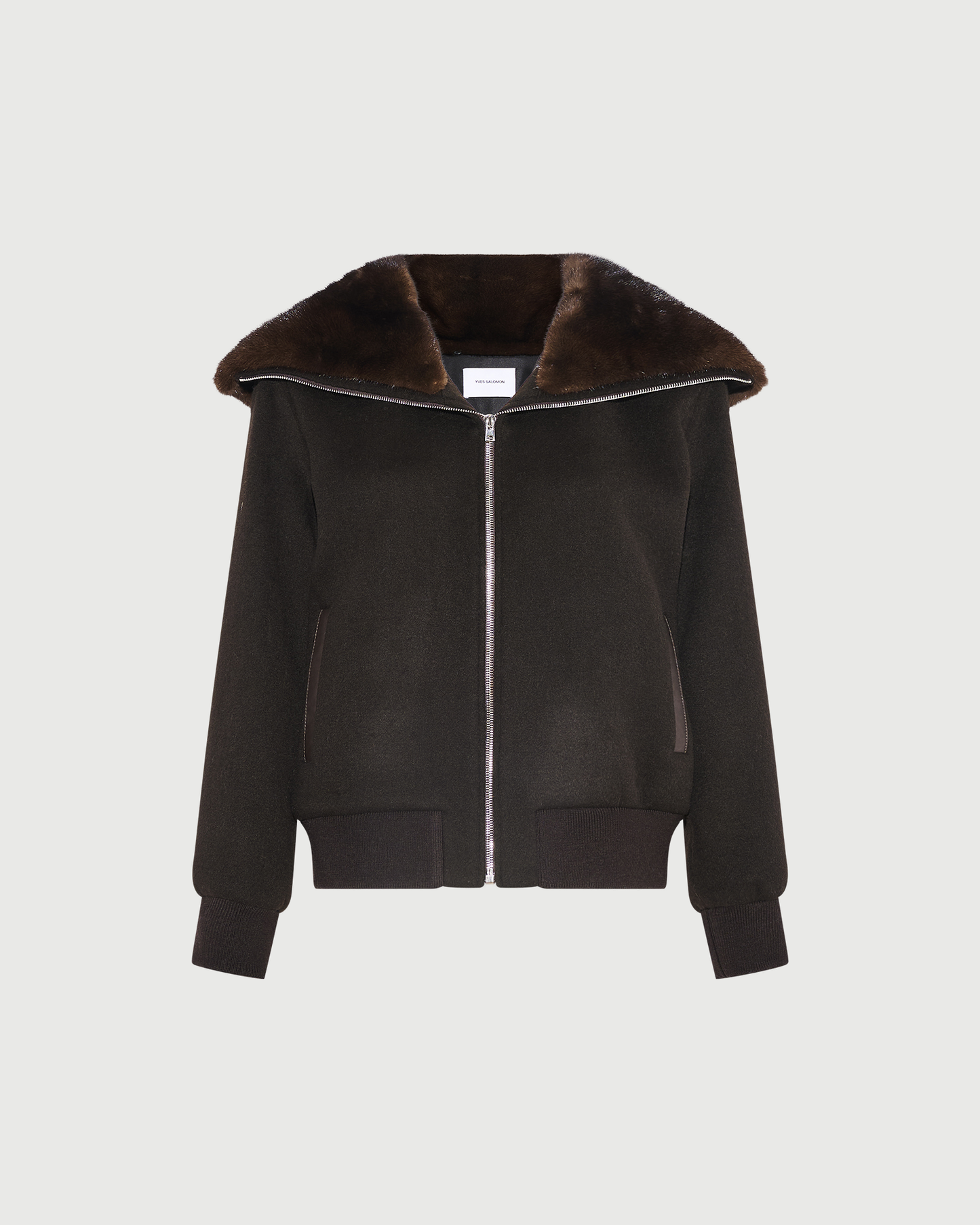 Cashmere-blend cropped blouson with removable mink fur collar - Yves Salomon - New Fall Winter Collection
