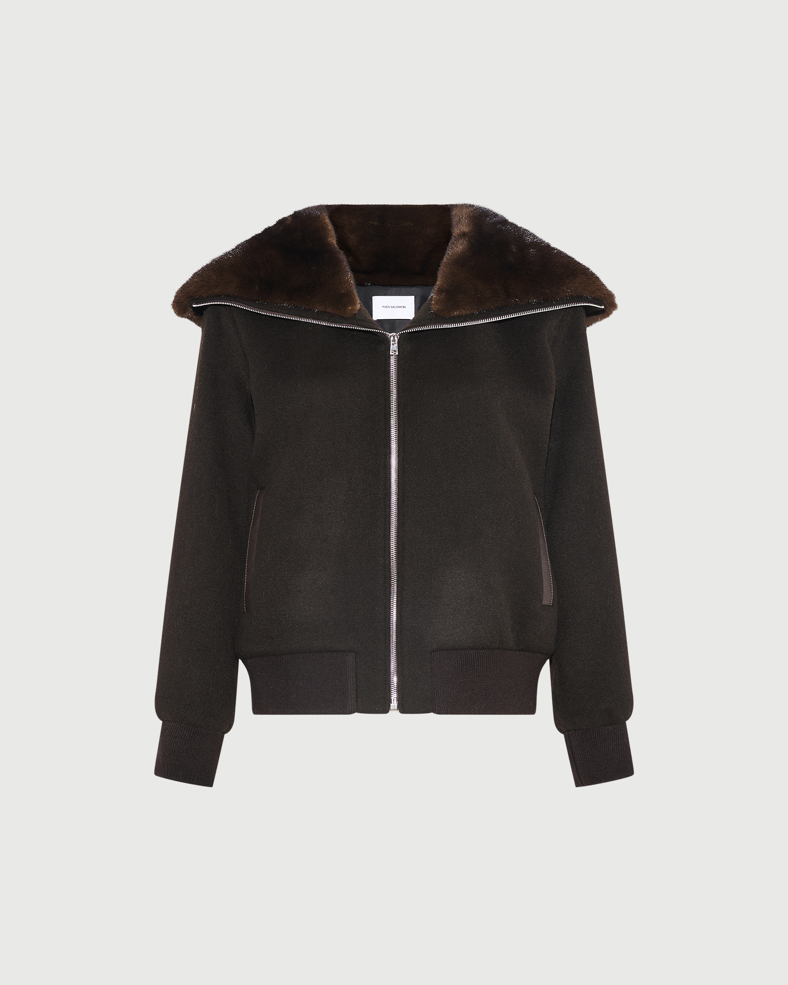 Cashmere-blend cropped blouson with removable mink fur collar - Yves Salomon - New Fall Winter Collection