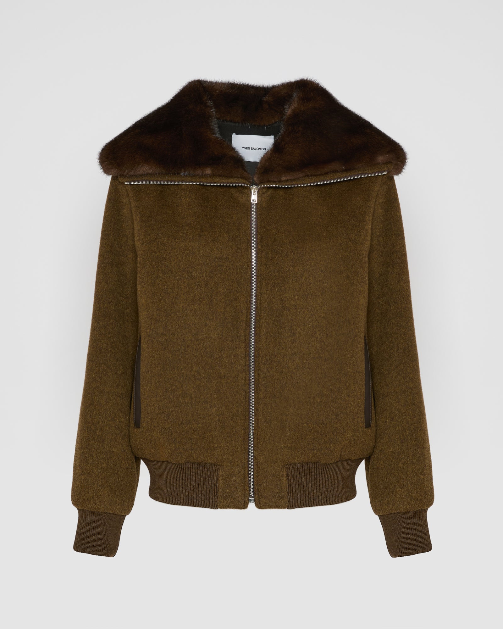 Cashmere-blend cropped blouson with removable mink fur collar -Yves Salomon