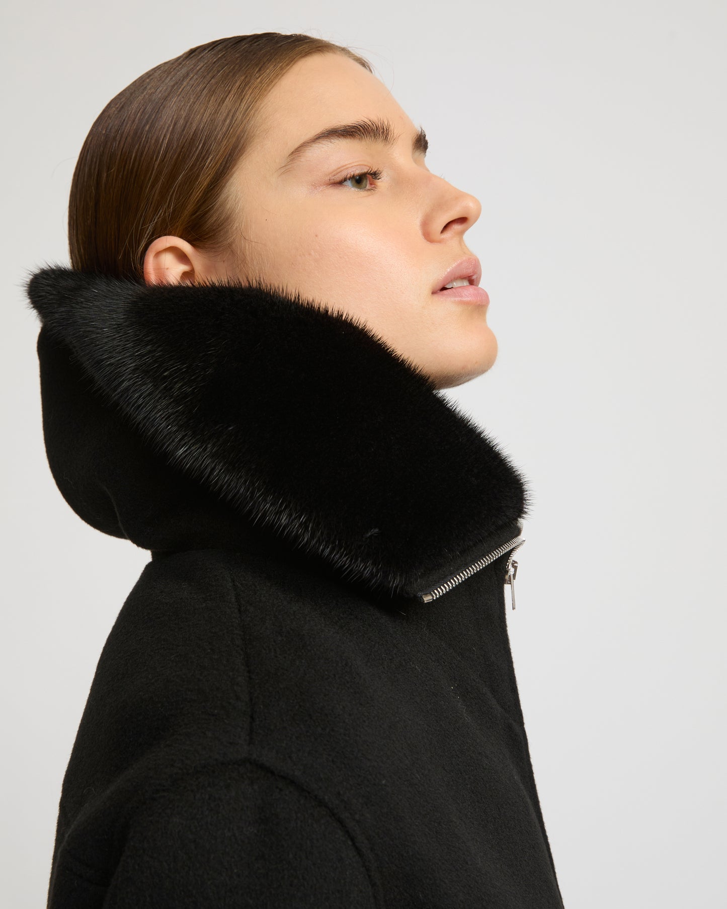 Cashmere-blend cropped blouson with removable mink fur collar -Yves Salomon