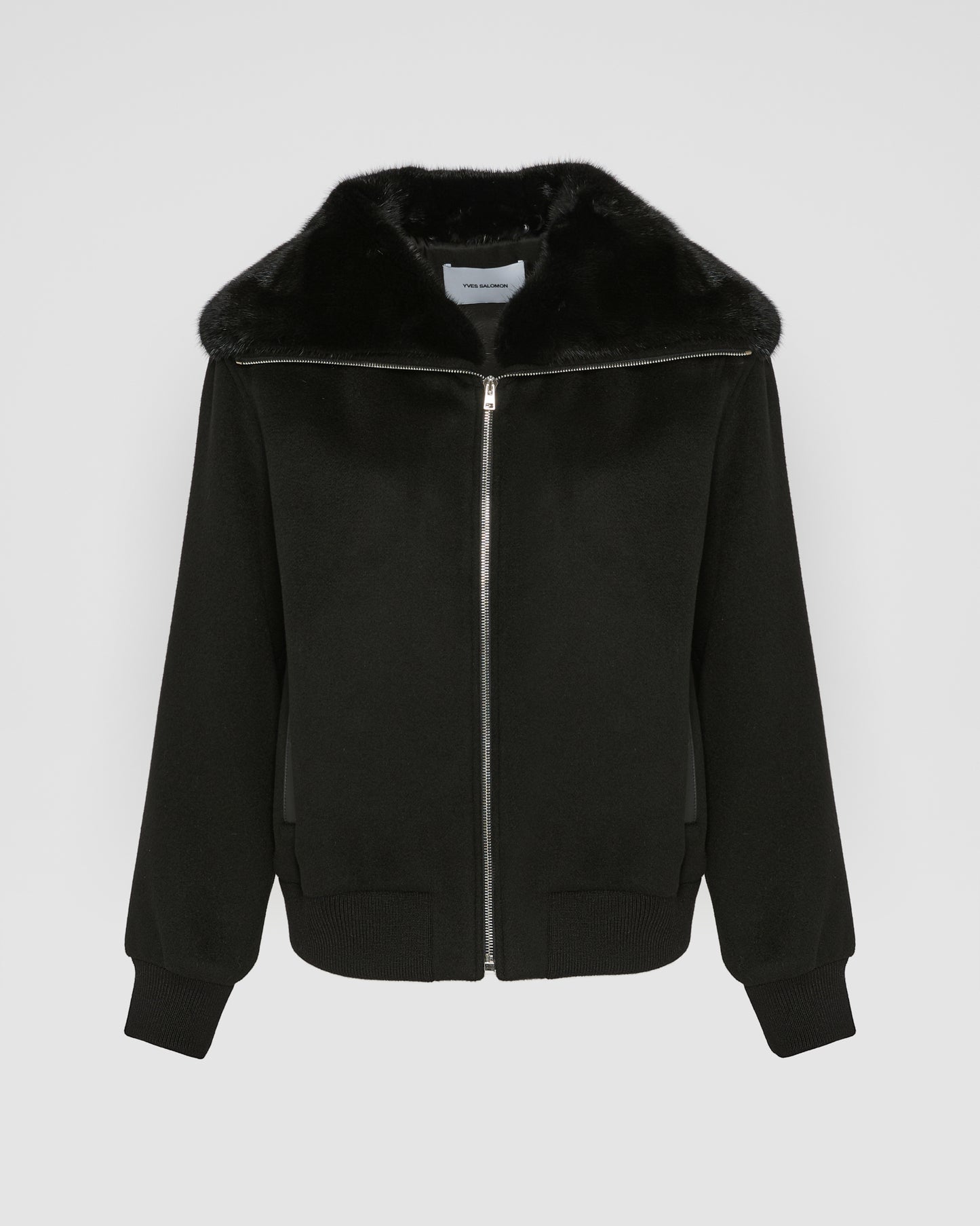 Cashmere-blend cropped blouson with removable mink fur collar -Yves Salomon