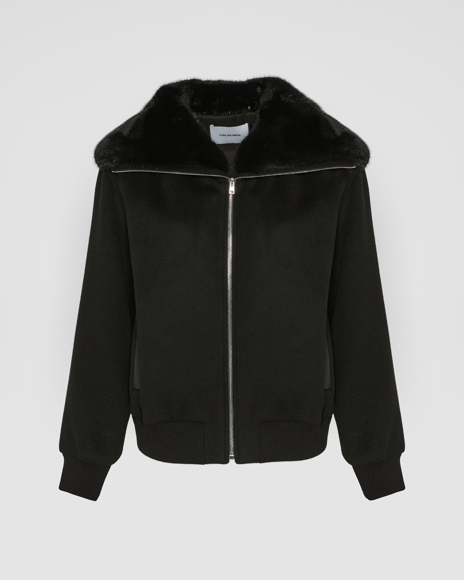 Cashmere-blend cropped blouson with removable mink fur collar -Yves Salomon