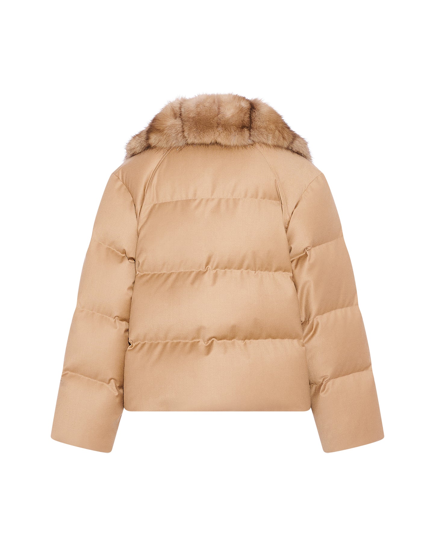 Short flannel down jacket with detachable large sable fur collar -Yves Salomon